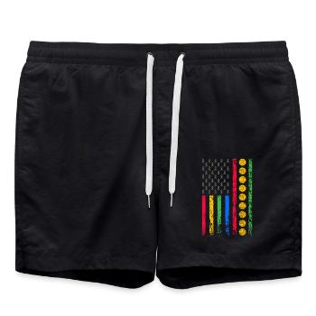 American sports flag - Swim Trunks - black - Front - AI Model Male 185 light (185cm)