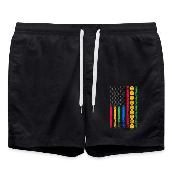 American sports flag - Swim Trunks - black - Front - AI Model Male 185 light (185cm)