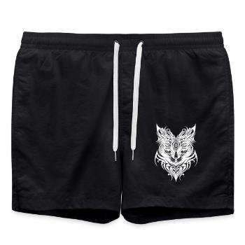 Chatons mignons dans le style de tatouage - Short de bain - noir - Devant - AI Model Male 185 light (185cm)