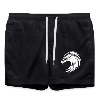 Elegant Tribal Eagle Logo in Tattoo Style - Swim Trunks - black - Front - AI Model Male 185 light (185cm)