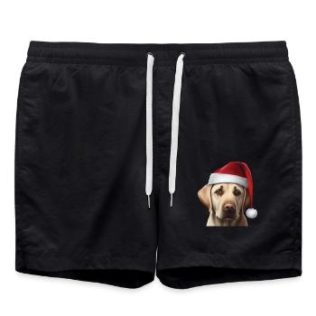 Labrador avec chapeau de Noël - Short de bain - noir - Devant - AI Model Male 185 light (185cm)