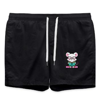 Bookworm Mouse in the Book - Swim Trunks - black - Front - AI Model Male 185 light (185cm)