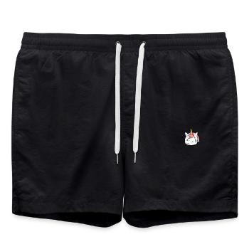 Unicorn Head in Rainbow Colors Pocket Grunge - Swim Trunks - black - Front - AI Model Male 185 light (185cm)