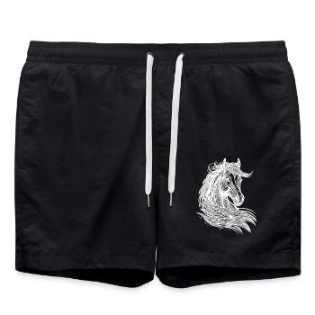 Elegant mares portrait with mane in the wind - Swim Trunks - black - Front - AI Model Male 185 light (185cm)