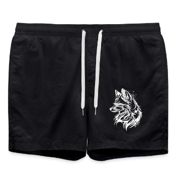 Renard élégant à l’encre de tatouage tribal - Short de bain - noir - Devant - AI Model Male 185 light (185cm)