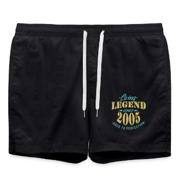 Lebende Legende seit 2005 Geburtstag Sprüche - Badeshorts - Schwarz - Vorne - AI Model Male 185 light (185cm)