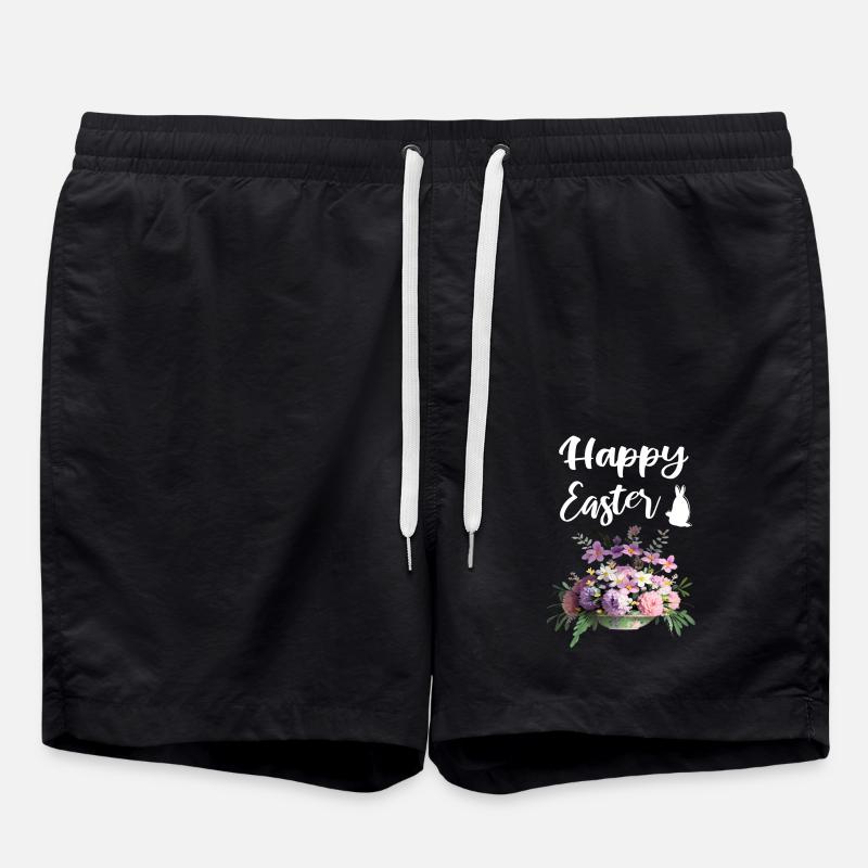 Happy Easter Flowers Bouquet - Swim Trunks - black