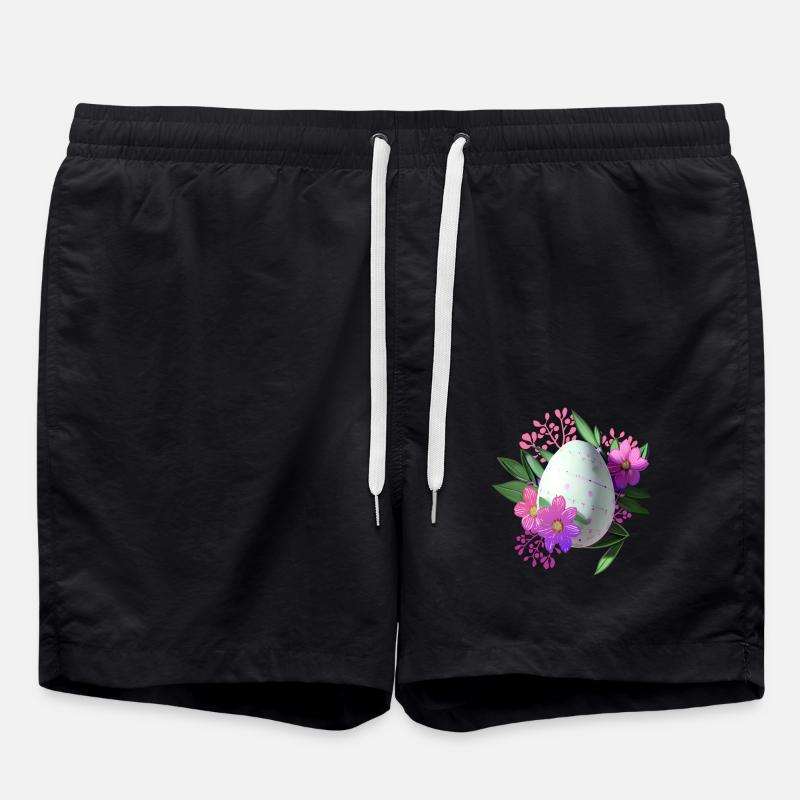 Blumen Osterei Floral - Badeshorts - Schwarz