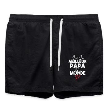 J ai le meilleur papa du monde - Short de bain - noir - Devant - AI Model Male 185 light (185cm)