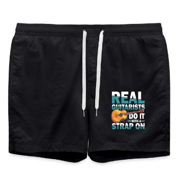 Real Guitarists Do It With A Strap On - Badeshorts - Schwarz - Vorne - AI Model Male 185 light (185cm)