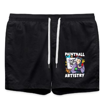 Paintball Artistique Peinture Décoration Sports d’équipe - Short de bain - noir - Devant - AI Model Male 185 light (185cm)