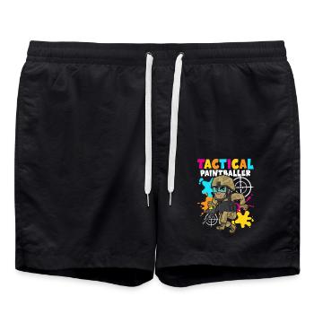 Taktischer Paintballer Soldat Mannschaftssportler - Badeshorts - Schwarz - Vorne - AI Model Male 185 light (185cm)