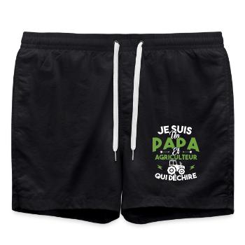 Papa et agriculteur - Short de bain - noir - Devant - AI Model Male 185 light (185cm)