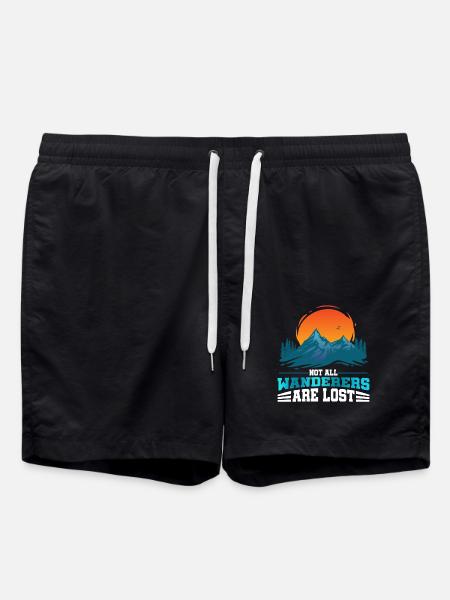 Nicht Alle Wanderer Sind Verloren Bergsteigen - Badeshorts - Schwarz