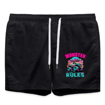 Monster Trucks Rules für Männer und Jungen - Badeshorts - Schwarz - Vorne - AI Model Male 185 light (185cm)