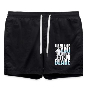 Let Me Help You Straighten Your Blade - Badeshorts - Schwarz - Vorne - AI Model Male 185 light (185cm)