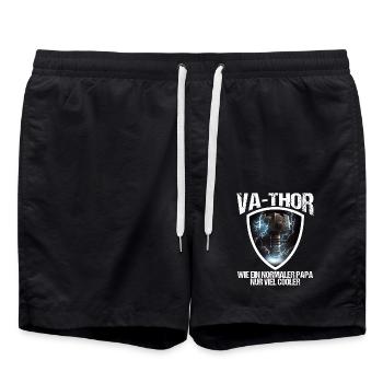 Papa Vathor Va Thor Vatertag Vatertagsgeschenk - Badeshorts - Schwarz - Vorne - AI Model Male 185 light (185cm)