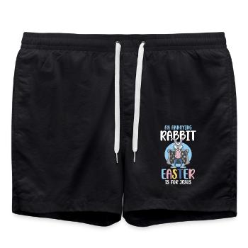 Ein Lästiges Kaninchen Ostern Ist Für Jesus - Badeshorts - Schwarz - Vorne - AI Model Male 185 light (185cm)