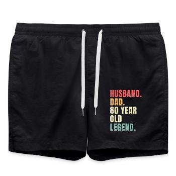 Husband Dad 80 Years Legend Vintage - Swim Trunks - black - Front - AI Model Male 185 light (185cm)