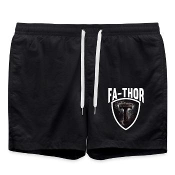 Papa Vathor Va Thor Vatertag Vatertagsgeschenk - Badeshorts - Schwarz - Vorne - AI Model Male 185 light (185cm)