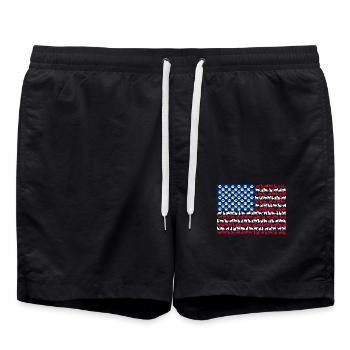 Amerikanische Flagge Katze Pfoten Niedliches Tier - Badeshorts - Schwarz - Vorne - AI Model Male 185 light (185cm)
