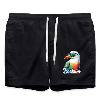 Borkum vacances mouette colorée fraîche avec des lunettes de soleil - Short de bain - noir - Devant - AI Model Male 185 light (185cm)