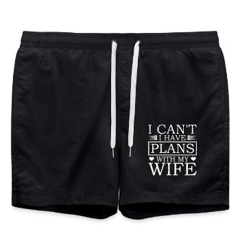 Ich Kann Nicht Ich Habe Pläne Mit Meiner Frau - Badeshorts - Schwarz - Vorne - AI Model Male 185 light (185cm)