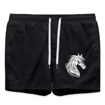 Mare portrait with elegant mane in the wind - Swim Trunks - black - Front - AI Model Male 185 light (185cm)