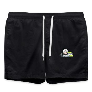 Bücherwurm mit Nerd-Brille lesen Leseratte - Badeshorts - Schwarz - Vorne - AI Model Male 185 light (185cm)