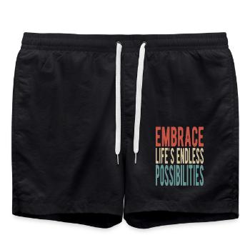 Embrace life's endless possibilities - Swim Trunks - black - Front - AI Model Male 185 light (185cm)
