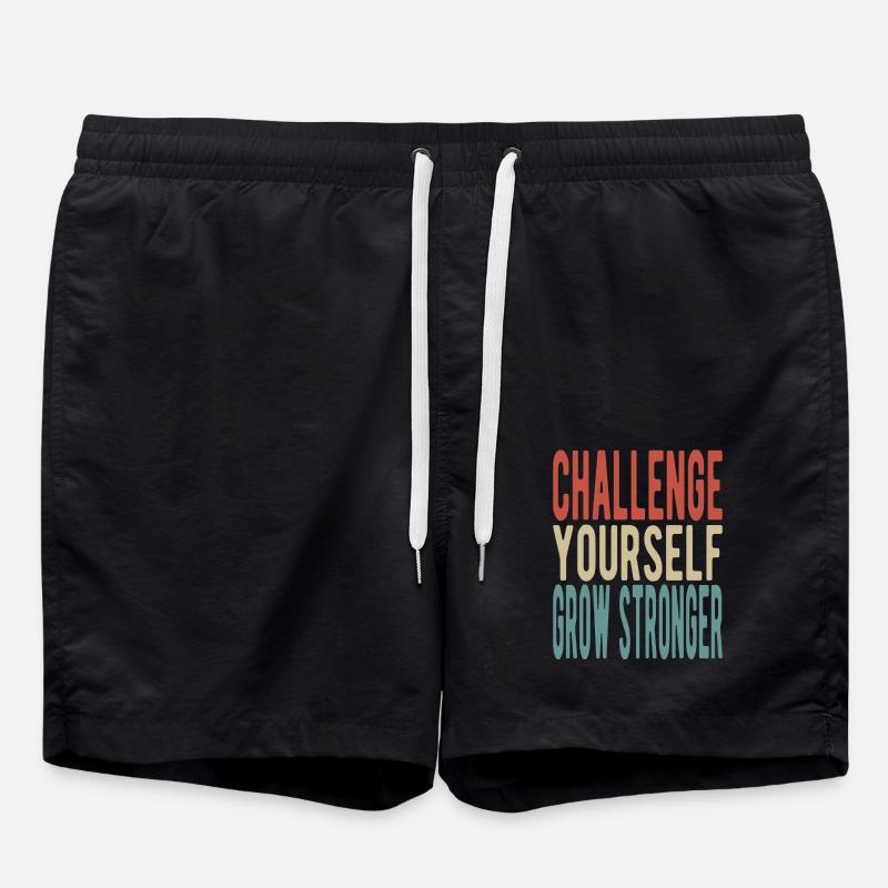 Challenge yourself, grow stronger - Swim Trunks - black