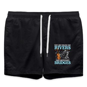 Why Are Violins Like Rivers They Have Bridges - Badeshorts - Schwarz - Vorne - AI Model Male 185 light (185cm)