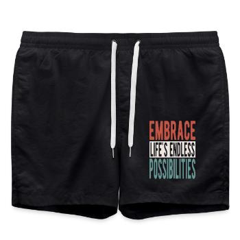 Embrace life's endless possibilities - Swim Trunks - black - Front - AI Model Male 185 light (185cm)