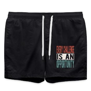 Chaque défi est une opportunité - Short de bain - noir - Devant - AI Model Male 185 light (185cm)