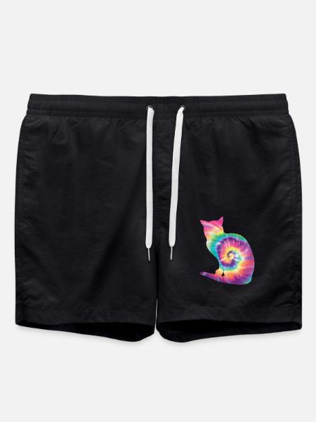 Tie Dye Katze - Badeshorts - Schwarz