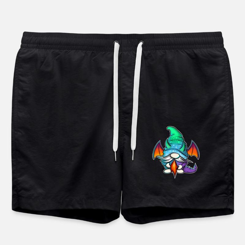 Gnome Gnomes Drache - Badeshorts - Schwarz
