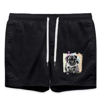 Mops - Badeshorts - Schwarz - Vorne - AI Model Male 185 light (185cm)