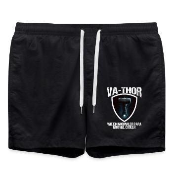Papa Vathor Va Thor Vatertag Vatertagsgeschenk - Badeshorts - Schwarz - Vorne - AI Model Male 185 light (185cm)