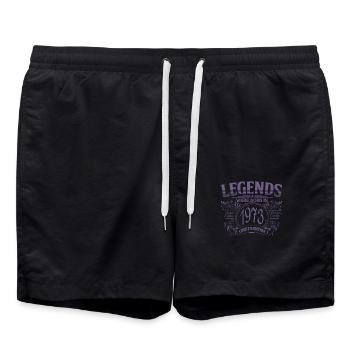vintage 1973 birthday legend vintage with - Swim Trunks - black - Front - AI Model Male 185 light (185cm)