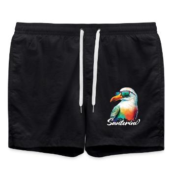 Santorini Griechenland Urlaub Möwe Sonnenbrille - Badeshorts - Schwarz - Vorne - AI Model Male 185 light (185cm)