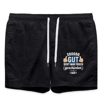 So gut sieht man frisch geschieden aus Scheidungs - Badeshorts - Schwarz - Vorne - AI Model Male 185 light (185cm)