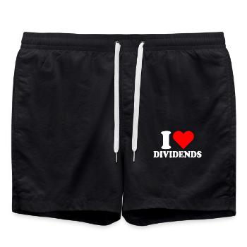 Dividends I Love Dividends I Love Stocks Stock Market - Swim Trunks - black - Front - AI Model Male 185 light (185cm)