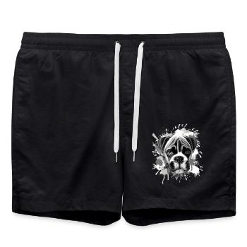 Boxer Hund - Badeshorts - Schwarz - Vorne - AI Model Male 185 light (185cm)