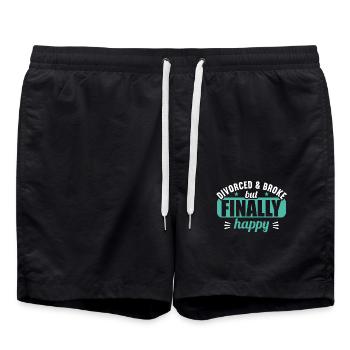 Divorced and Broke but finally happy divorces - Swim Trunks - black - Front - AI Model Male 185 light (185cm)