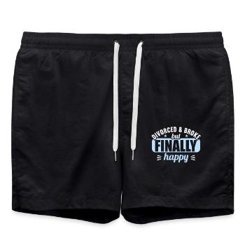 Divorced and Broke but finally happy divorces - Swim Trunks - black - Front - AI Model Male 185 light (185cm)