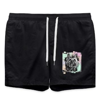 Yorkshire Terrier Yorkie - Swim Trunks - black - Front - AI Model Male 185 light (185cm)