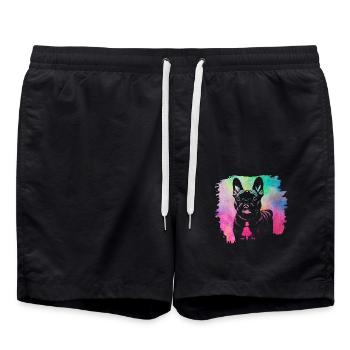 Bouledogue Rétro Français - Short de bain - noir - Devant - AI Model Male 185 light (185cm)