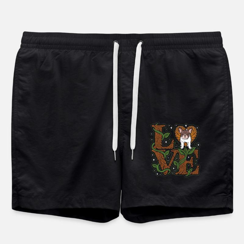 French Bulldog Love - Swim Trunks - black
