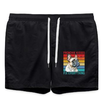 Frenchie Kisses fix everything - Swim Trunks - black - Front - AI Model Male 185 light (185cm)