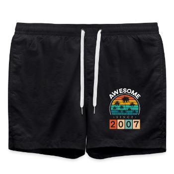 2007 Geboren Geburtstag Geburtsjahr Vintage - Badeshorts - Schwarz - Vorne - AI Model Male 185 light (185cm)